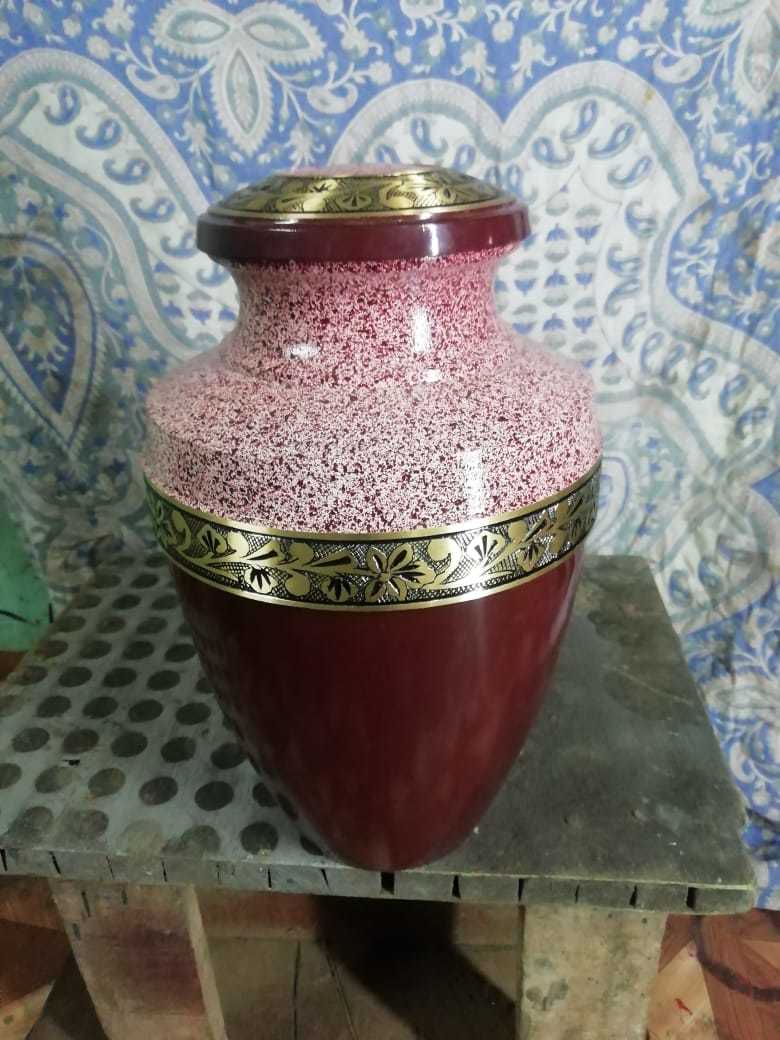 PURPLE CREMATION URN WITH WHITE LINE FUNERAL SUPPLIES