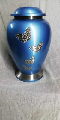Plain Green Cremation Urn With Green Lines Funeral Supplies