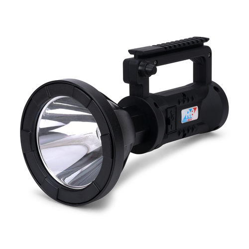 Black Realbuy Led Search Light 10W (Range 1 Km.) With 4,000 Mah Lithium Battery (Ip65 Water-Proof)