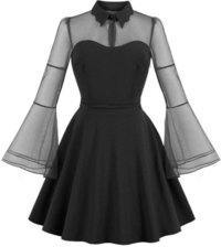 Washable Gothic Punk Black Dress