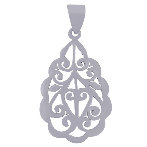 AUTHENTIC JALI CUT WORK PLAIN 925 STERLING SOLID SILVER PENDANT