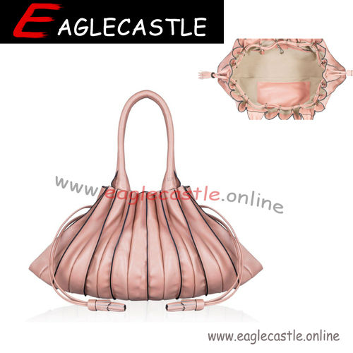 Rose Gold 2021 New Fashion Korean Style Creative Stripped One-Shoulder Pleated Bag Crossbody Pu Handbag Female