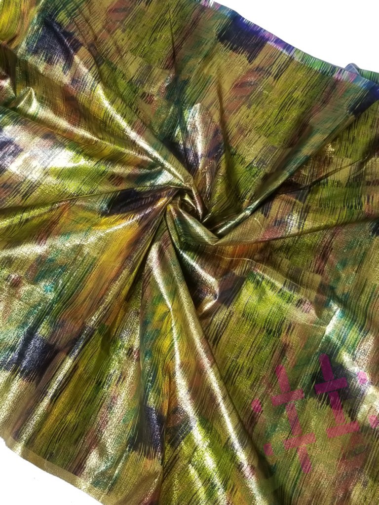 Shiny Golden Satin Digital Print Fabric For Women Clothing(3 Color Option)