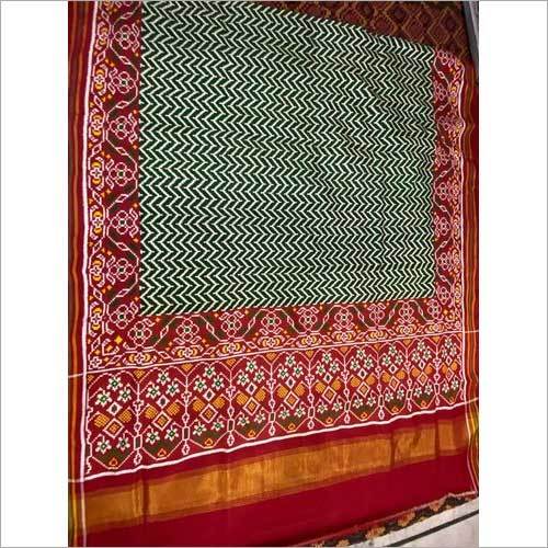 Red And Green Double Ikkat Patola Silk Saree