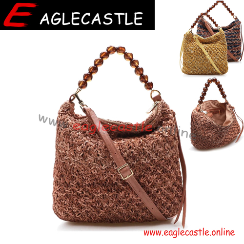 wholesale price handmade shoulder crochet bag tassel braided cotton rope beach messenger bag