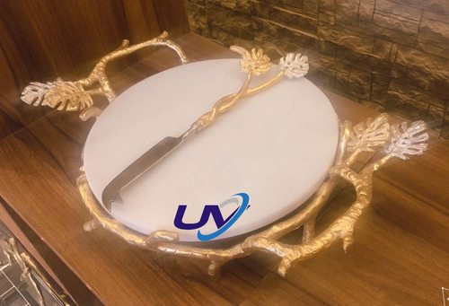 Mapel Leaf Marble Platter - Color: Golden