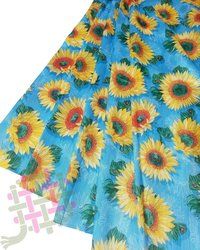 Beautiful Sunflower Design Malbari Silk Digital Print Fabric