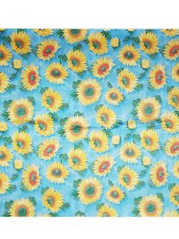 Beautiful Sunflower Design Malbari Silk Digital Print Fabric