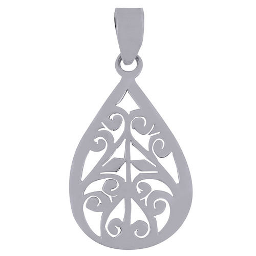 AUTHENTIC JALI CUT WORK PLAIN 925 STERLING SOLID SILVER PENDANT
