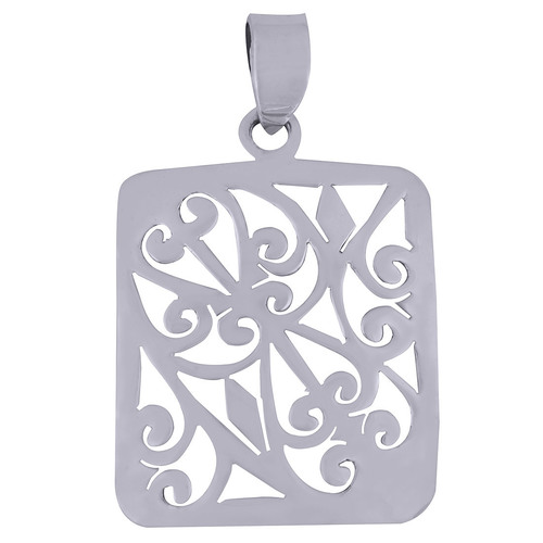 AUTHENTIC JALI CUT WORK PLAIN 925 STERLING SOLID SILVER PENDANT