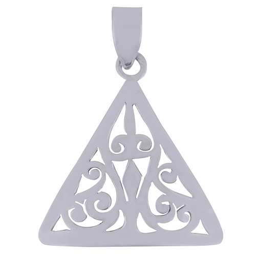 AUTHENTIC JALI CUT WORK PLAIN 925 STERLING SOLID SILVER PENDANT