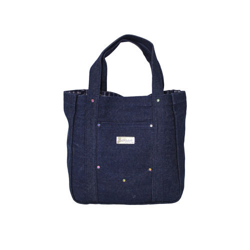 Oz Denim Designer Tote Bag With Inside Poly Viscose Lining Capacity: 5 Kgs Kg/day