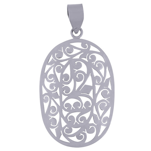 AUTHENTIC JALI CUT WORK PLAIN 925 STERLING SOLID SILVER PENDANT