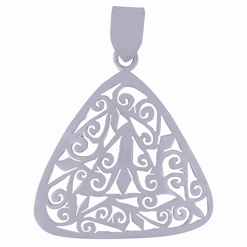 AUTHENTIC JALI CUT WORK PLAIN 925 STERLING SOLID SILVER PENDANT