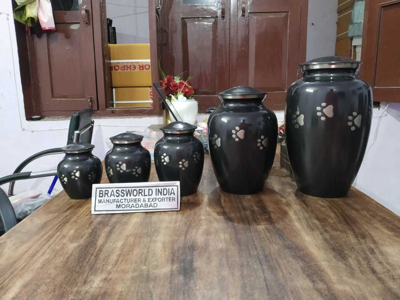 GREY MARBLE URN WITH SILVER PAWS FUNERAL SUPPLIES