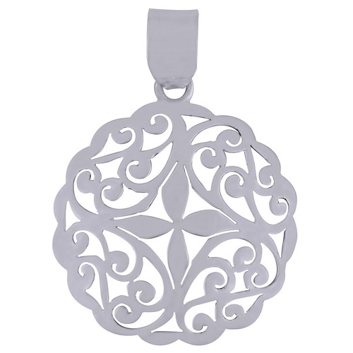 AUTHENTIC JALI CUT WORK PLAIN 925 STERLING SOLID SILVER PENDANT