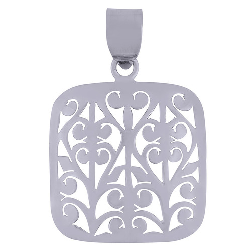 AUTHENTIC JALI CUT WORK PLAIN 925 STERLING SOLID SILVER PENDANT