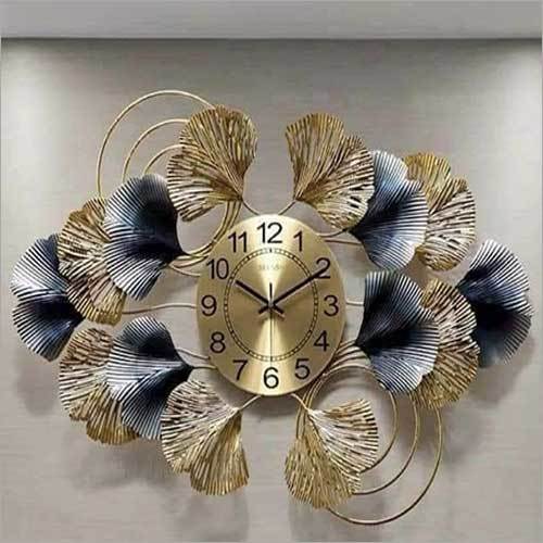 Blue And Gold Metal Wall Clock