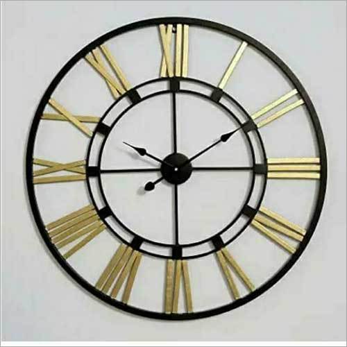 Black And Gold Decorative Metal Wall Clock
