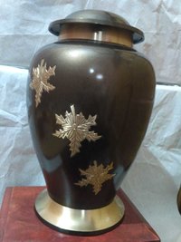 BRASS ROSE WITH GOLDEN ENGRAVED CREMATION URN FUNERAL SUPPLIES