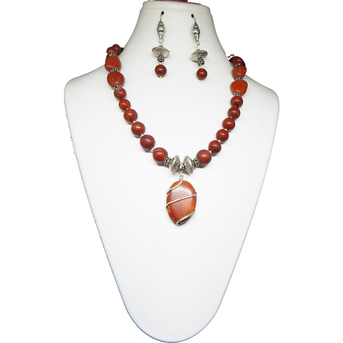 Gemstone Red Jasper Pendant Necklace