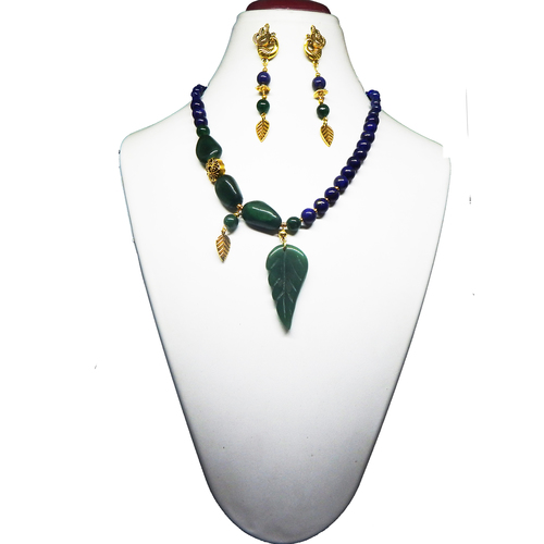 Gemstone Lapis Lazuli & Aventurine Green beads necklace