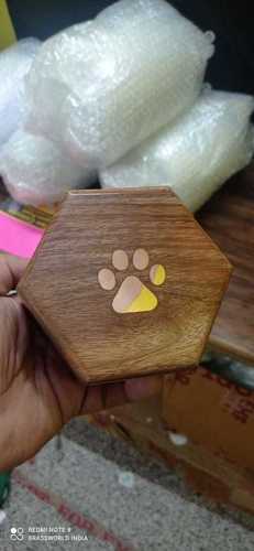 WOOD PET PAW ENGRAVED URN FUNERAL SUPPLIES