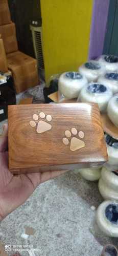 WOOD SHINING PET TWO PAWS URN FUNERAL SUPPLIES