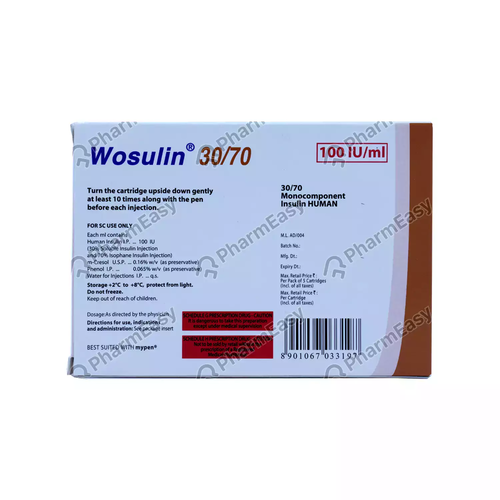 Wosulin 30/70 Cartridges 100 Iu Box