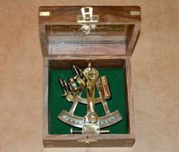Vintage Brass Nautical Maritime Sextant Astrolab Ship Instrument with Wooden Box