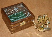 Vintage Brass Nautical Maritime Sextant Astrolab Ship Instrument with Wooden Box