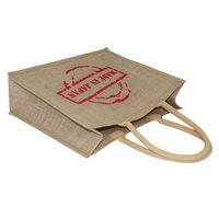 PP Laminated Jute Promotional Bag With Padded Rope Handle