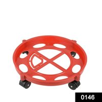 0146 Gas Cylinder Trolley - Virgin Plastic, Red Color | Easy Movement, Multi-directional Wheels, Rugged Design With Rust Resistance