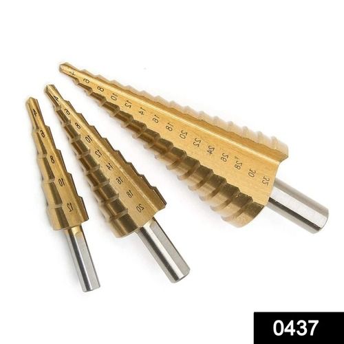 0437 -3x Large Hss Steel Step Cone Drill Titanium Bit Set Hole Cutter