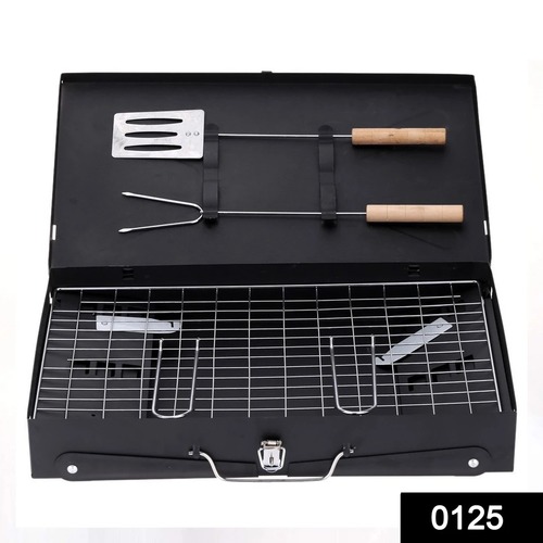 0125 Stainless Steel Briefcase Style Barbecue Grill Toaster (Medium Black)