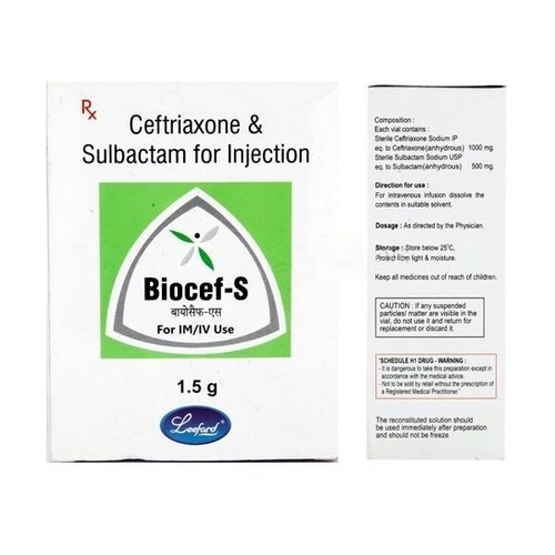 BIOCEF S 1.5GM INJECTION (CEFTRIAXONE 1000MG + SULBACTAM 500MG)