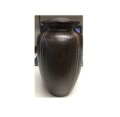 ALUMINIUM TEXTURE BROWN URN WITH LINES FUNERAL SUPPLIES