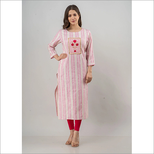 Ladies Cotton Floral Embroidered Kurti