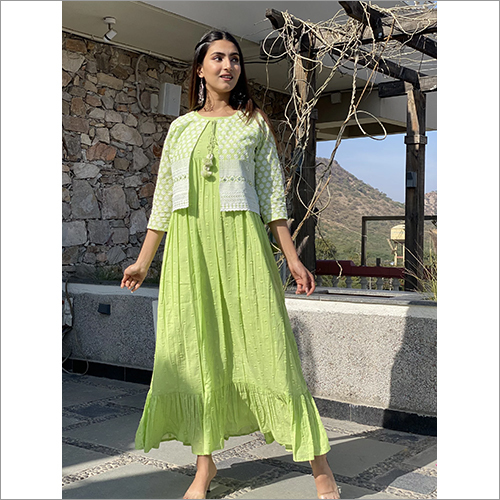 Ladies Sifli Jacket Dress With Cotton Dobi Bottom