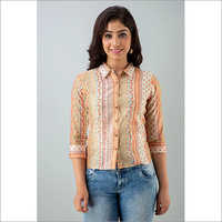 Spring Ladies Floral Embroidered Design Shirt