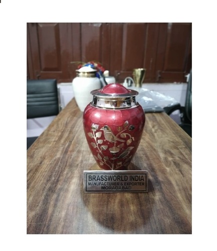RED BLESSING BIRD GOLDEN ENGRAVED FUNERAL CREMATION URN FUNERAL SUPPLIES