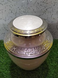 Brass White With Engaved Burial Cremation Urn For Ashes Funeral Supplies