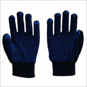 Black And Blue Cotton Knitted Hand Gloves