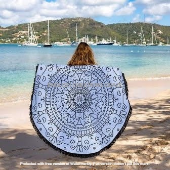 Cotton Printed Towel - 127 cm Diameter, Multicolor | Ultra Soft, Eco-Friendly, Customizable Design, Beach Essential