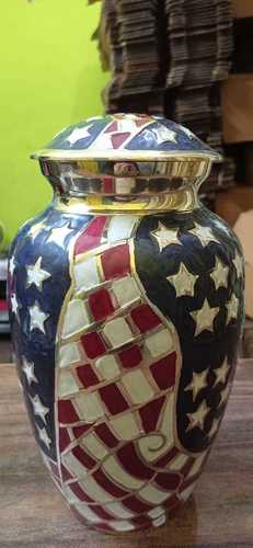 AMERICAN FLAG ENGRAVED CREMATION URN FUNERAL SUPPLIES