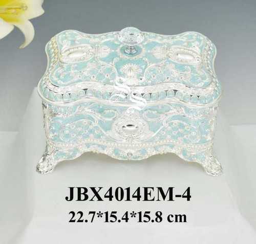 Silver Plated Jewelry Box - Silver Metal Standard Size | Moisture-Free Storage Compact Design Rugged Structure Long-Lasting Shine