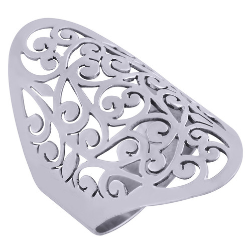 GORGEOUS JALI CUT OUT PLAIN 925 STERLING SOLID SILVER HANDMADE RING