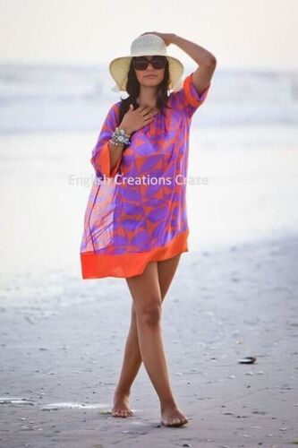 Printed Beach Kaftans - Cotton, Standard Size, Multicolor | Anti-UV, Breathable, Plus Size, Quick Dry, Customizable Logo