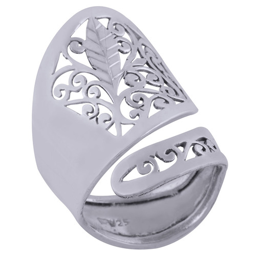 GORGEOUS JALI CUT OUT PLAIN 925 STERLING SOLID SILVER HANDMADE RING
