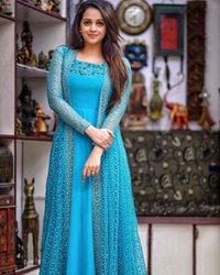 DESIGNER PARTY WEAR KOTI WITH GOWN CHINESTITCH WORK